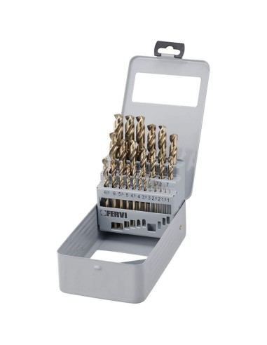 Serie 19 pz punte in hss rettificate cobalto x trapano 1-13 mm Fervi p069