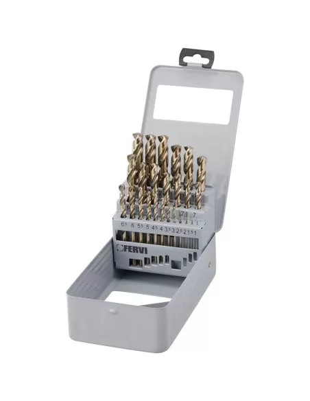 1 - Serie 19 pz punte in hss rettificate cobalto x trapano 1-13 mm Fervi p069