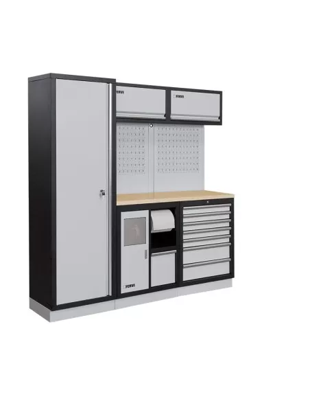 1 - Arredamento modulare officina mobili banchi armadi cassettiere Fervi a007i