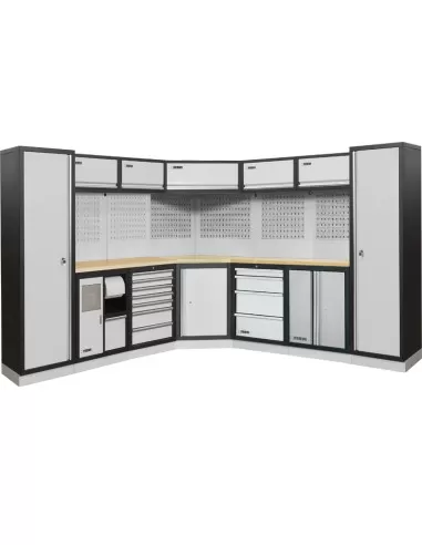 1 - Arredamento modulare officina mobili banchi armadi cassettiere Fervi a007l