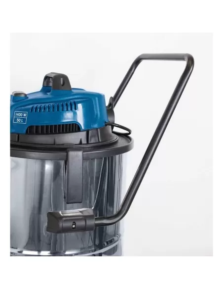 4 - Bidone aspirasolidi e liquidi Scheppach asp50-es in inox 50lt 1400w