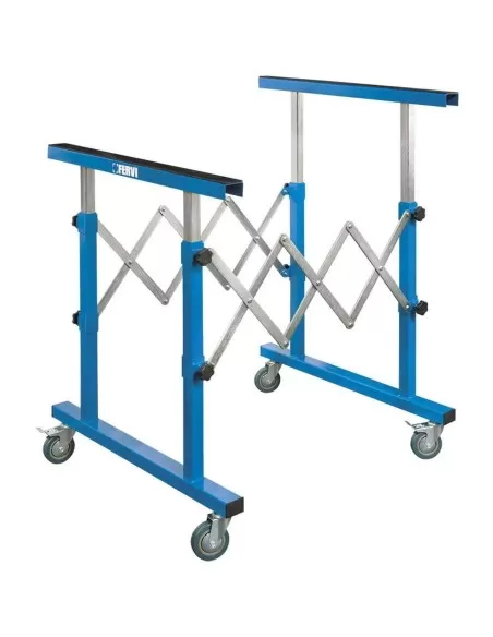 2 - Supporto cavalletto estensibile regolabile con ruote x carrozzeria Fervi s017