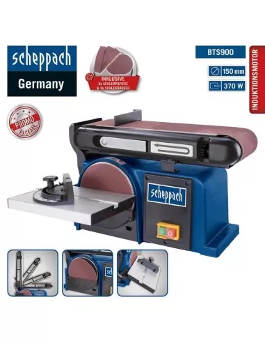 Levigatrice combinata da banco a nastro 100mm piu' disco 150mm Scheppach bts900
