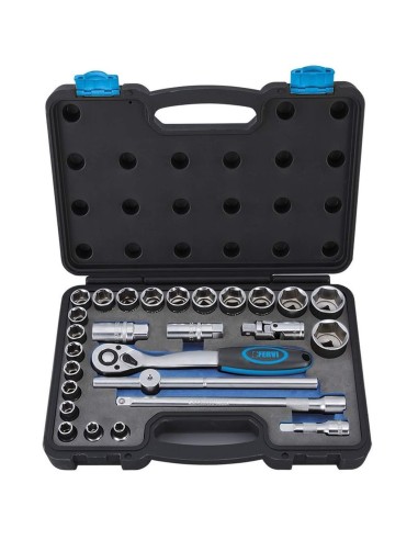 Serie di bussole esagonali a pollice da 1/2" con accessori 27 pz Fervi sn4p3n027
