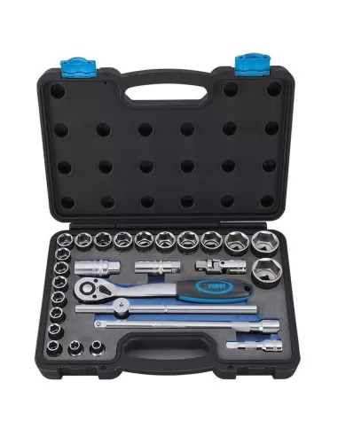 1 - Serie di bussole esagonali a pollice da 1/2" con accessori 27 pz Fervi sn4p3n027
