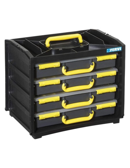 Cassettiera cassetta 4 valigette cassetti porta minuteria officina Fervi c313