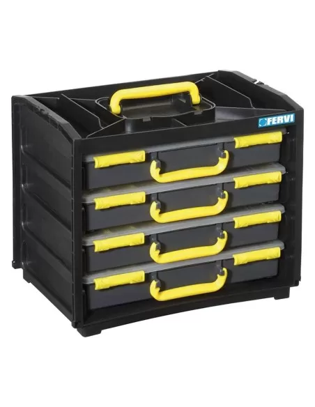 2 - Cassettiera cassetta 4 valigette cassetti porta minuteria officina Fervi c313