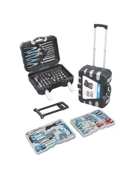 1 - Valigia trolley cassetta set utensili attrezzi chiavi inserti 175 pz Fervi 0165