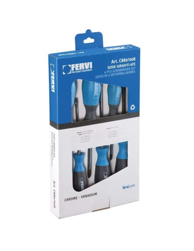 Set 6 giraviti giravite cacciaviti a taglio e croce Fervi c880/006