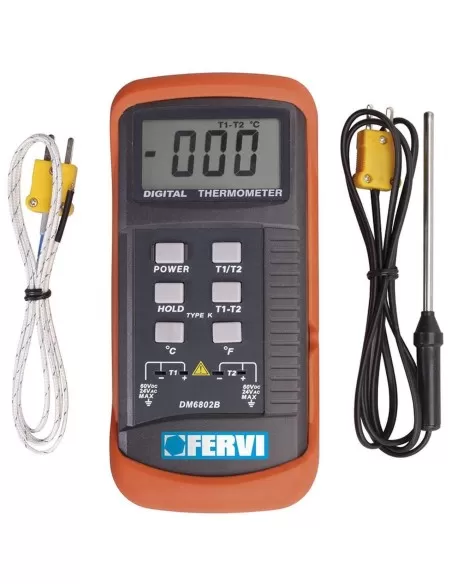 1 - Misuratore temperatura termometro digitale portatile con sonda Fervi t063
