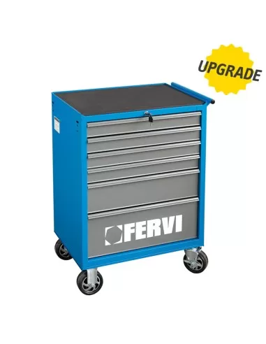 1 - Carrello cassettiera con utensili attrezzi 113 pz officina Fervi c900/cc01