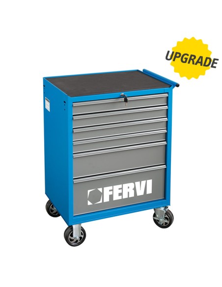 1 - Carrello cassettiera con utensili attrezzi 113 pz officina Fervi c900/cc01