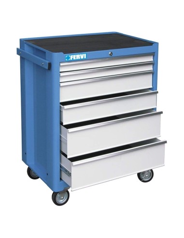 2 - Carrello cassettiera con utensili attrezzi 113 pz officina Fervi c900/cc01