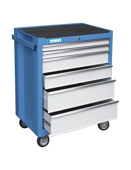 2 - Carrello cassettiera con utensili attrezzi 113 pz officina Fervi c900/cc01