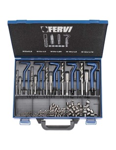 Kit assortimeno riparazione filetti m5-m12 inox valigetta 130 pz Fervi e010