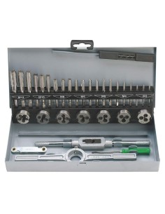 Set maschi e filiere hss 32 pz valigia m3-m12 Fervi m032