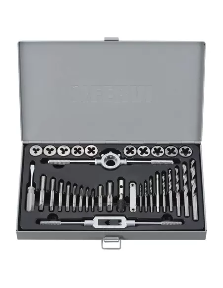 Set maschi e filiere m3-m12 in lega di acciaio con punte 34 pz Fervi m036