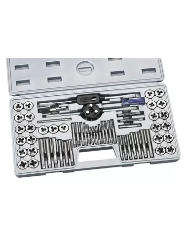 Set maschi e filiere 60 pz in acciaio legato metrici unc unf Fervi m101