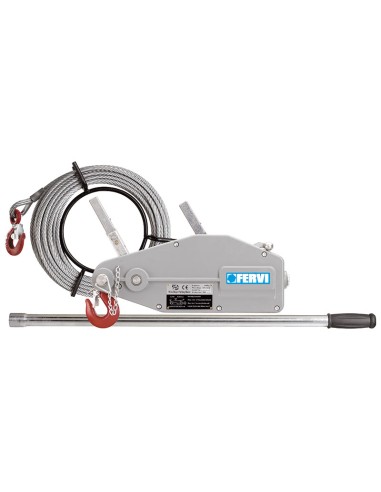 Argano verricello paranco manuale a fune 1600 kg cavo acciaio Fervi 0791/16