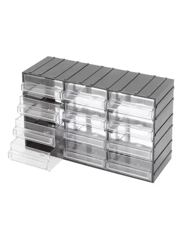 1 - Cassettiera con 12 cassetti estraibili trasparenti portaminuteria Fervi c085/12