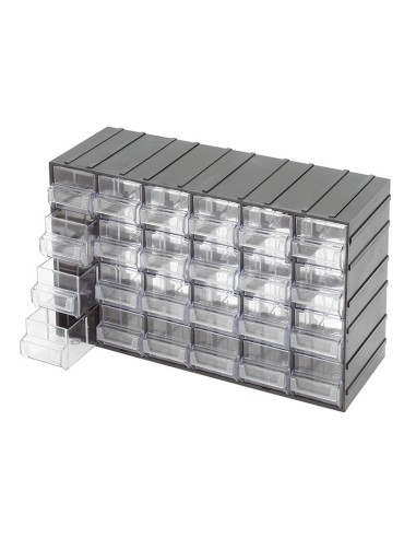 Cassettiera con 24 cassetti estraibili trasparenti portaminuteria Fervi c085/24