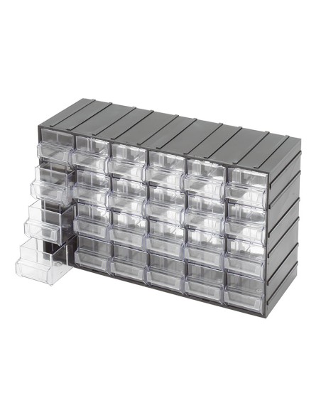 Cassettiera con 24 cassetti estraibili trasparenti portaminuteria Fervi c085/24