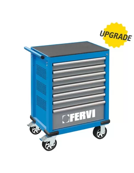 1 - Carrello cassettiera con utensili attrezzi 159 pz officina Fervi c960/cc01