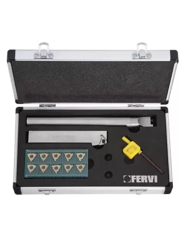 1 - Set utensili per canalini esterni e interni per tornio metallo Fervi kican