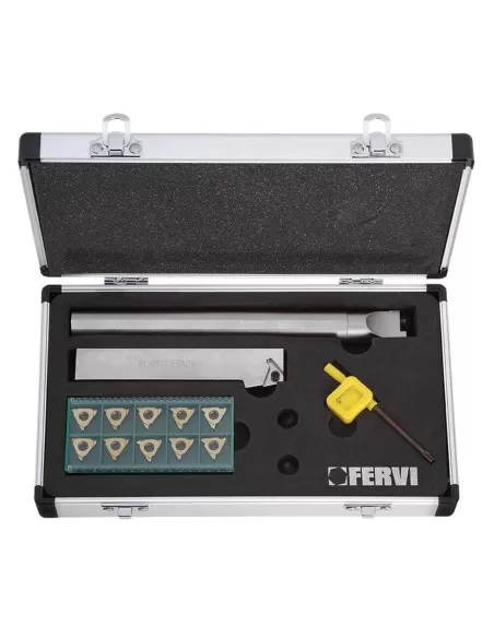 1 - Set utensili per canalini esterni e interni per tornio metallo Fervi kican