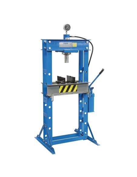 Pressa idraulica manuale 30t manometro pistone mobile 2 velocita' Fervi p001/30