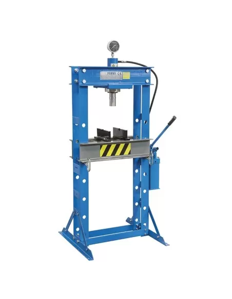 1 - Pressa idraulica manuale 30t manometro pistone mobile 2 velocita' Fervi p001/30