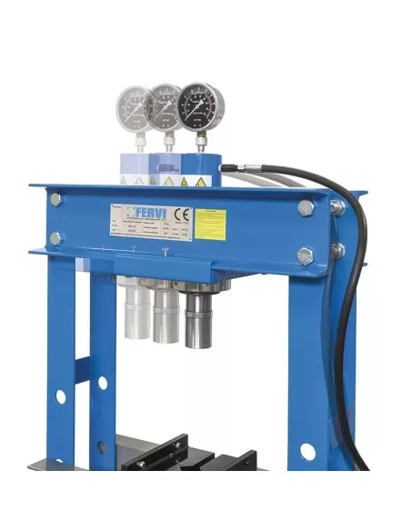 6 - Pressa idraulica manuale 30t manometro pistone mobile 2 velocita' Fervi p001/30