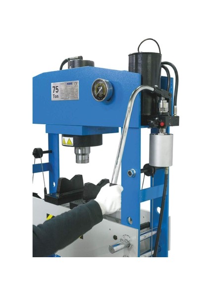 Pressa idraulica manuale e pneumatica 2 velocita' 75 ton Fervi p001/75