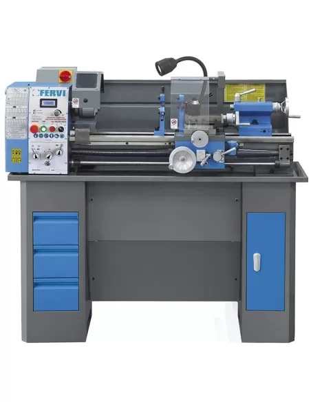 Tornio parallelo con inverter 38mm motore trifase 230v ferro metallo Fervi t900i