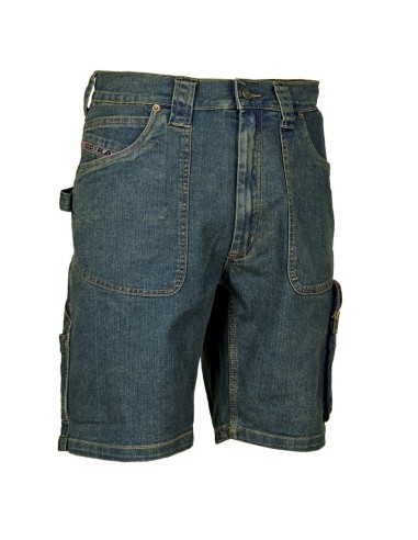 Pantalone corto bermuda jeans denim da lavoro elasticizzato Cofra havana