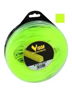 1 - Filo decespugliatore VIGOR quadro in nylon giallo metri 50 diametro 3 mm