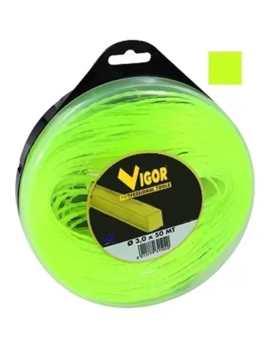 1 - Filo decespugliatore VIGOR quadro in nylon giallo metri 50 diametro 3 mm