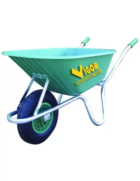 1 - Carriola VIGOR 100 verde 2 ruote struttura in ferro vasca in plastica