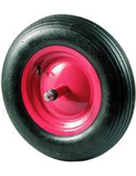 1 - Ruota per carriola VIGOR perno lungo cm 21 schiuma telaio in ferro