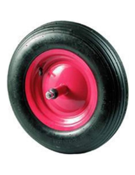 1 - Ruota per carriola VIGOR perno lungo cm 21 pneumatica telaio in ferro