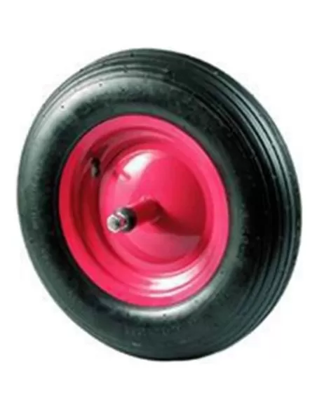 1 - Ruota per carriola VIGOR perno lungo cm 21 pneumatica telaio in ferro