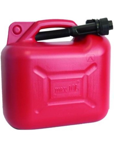 Tanica in plastica rossa 5 lt per benzina gasolio con doppio tappo e beccuccio interno