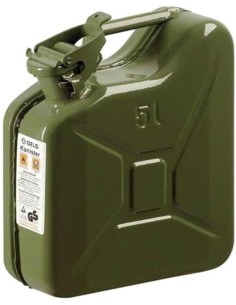 1 - Tanica in metallo verniciato verde 5 lt omologata per benzina carburanti