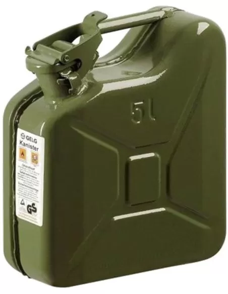 1 - Tanica in metallo verniciato verde 10 lt omologata per benzina carburanti