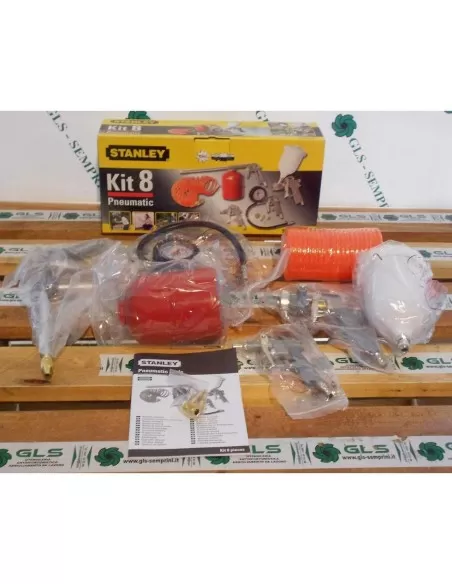 3 - Kit 8 pneumatic STANLEY kit accessori compressore aria compressa 8 pz aerografo