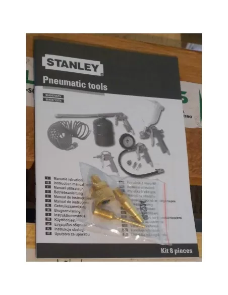 5 - Kit STANLEY 6 pneumatic kit accessori compressore pistola soffiaggio gonfiaggio