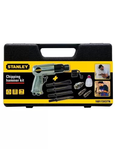 1 - Kit STANLEY martello scalpellatore piu' 4 scalpelli pneumatico aria