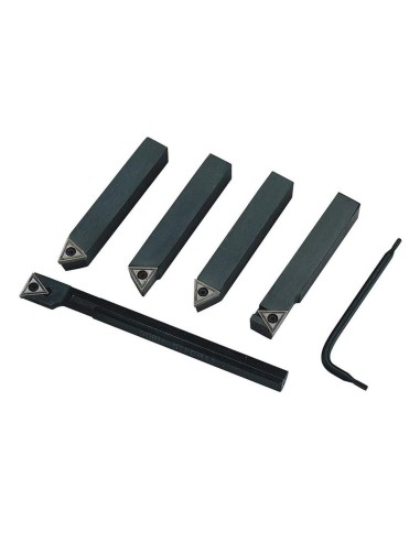 Set 5 utensili ad inserto placchetta per tornio metallo tornitura Fervi b007