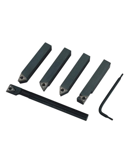Set 5 utensili ad inserto placchetta per tornio metallo tornitura Fervi b007