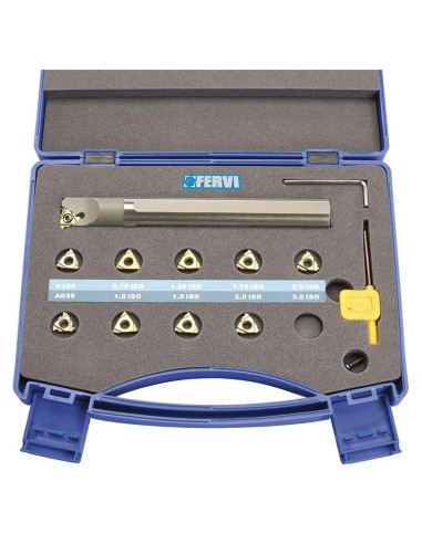 Kit set utensile filettatura per interno per tornio metallo Fervi kisnr